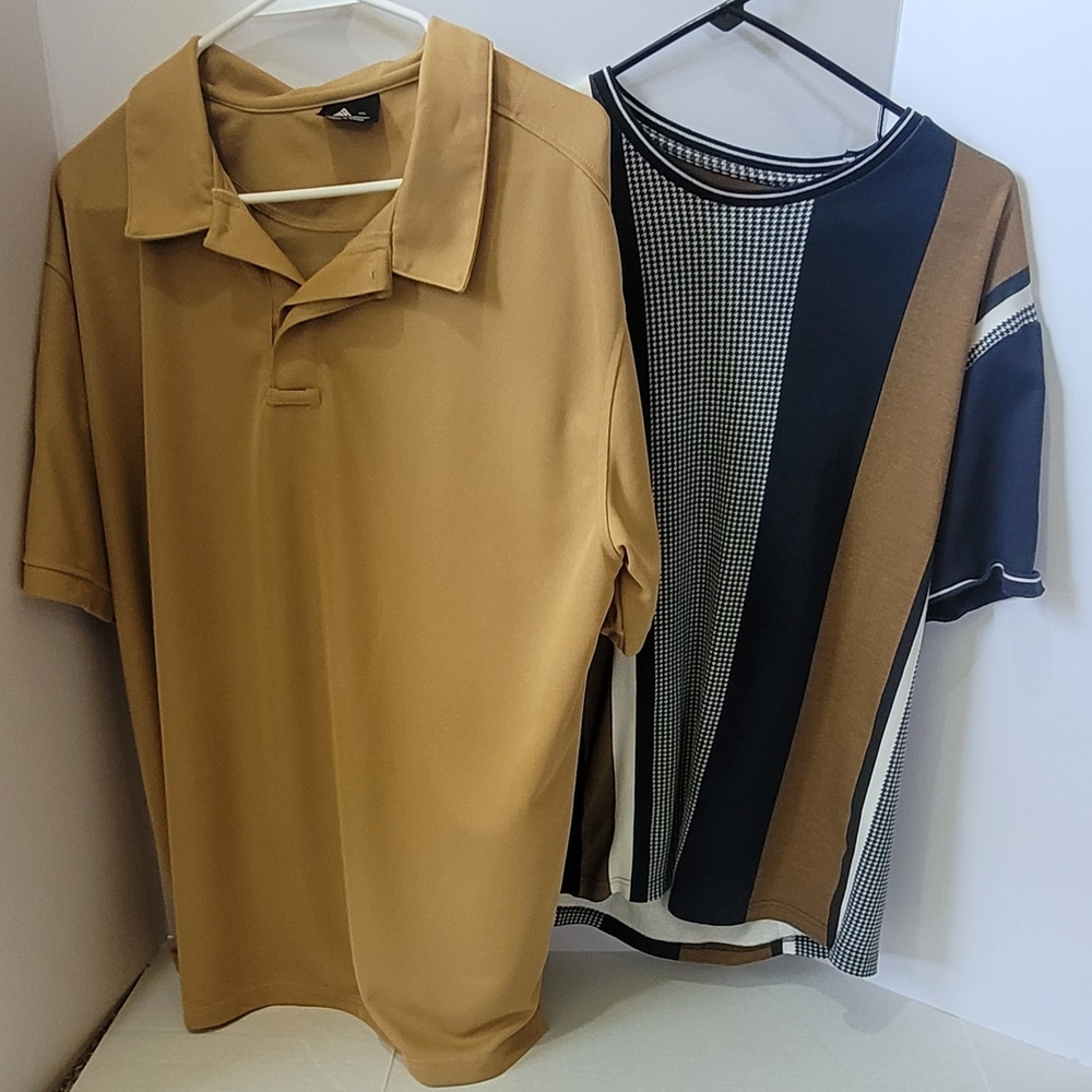 Denim & Flower Tan Polo Shirt Casual Style. Size XL